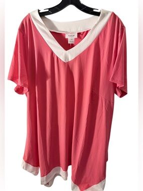 New Women's Plus Size Colette Tunic Coral Ivory AVE STUDIO size 20 Avenue